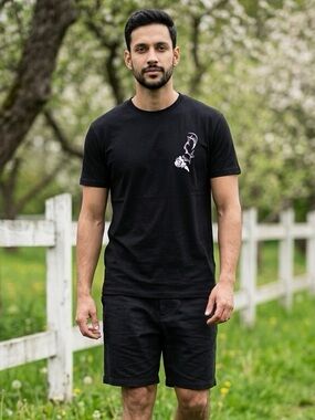 NWOT STANCE Black Short Sleeve Graphic Blades Crew Neck Tee Shirt- Size M
